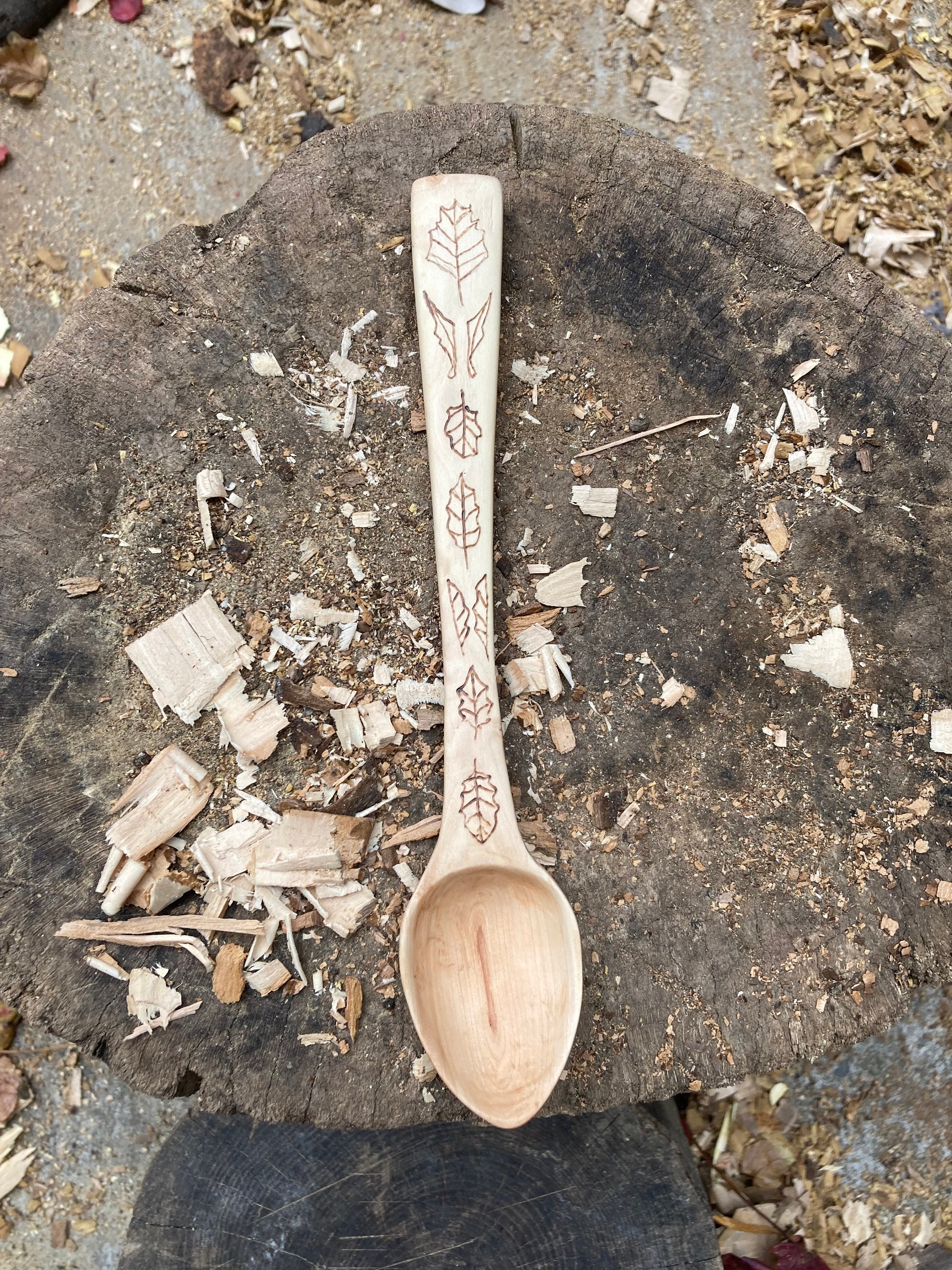 Hand carved Hawthorn wooden spoon wooden spoon gift for nature lovers magical woods forester’s gift hand made spoon image 4
