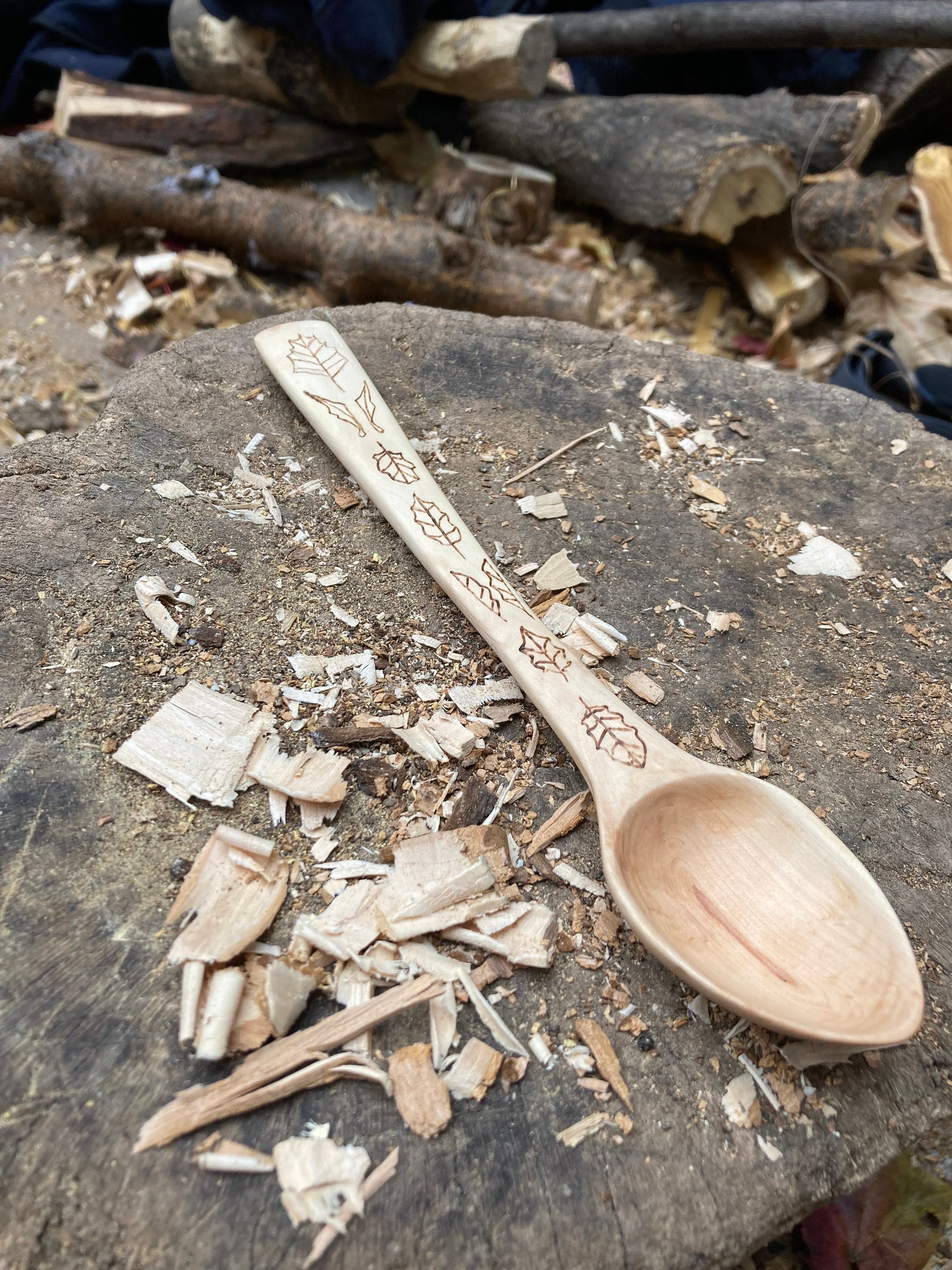 Hand carved Hawthorn wooden spoon wooden spoon gift for nature lovers magical woods forester’s gift hand made spoon image 5