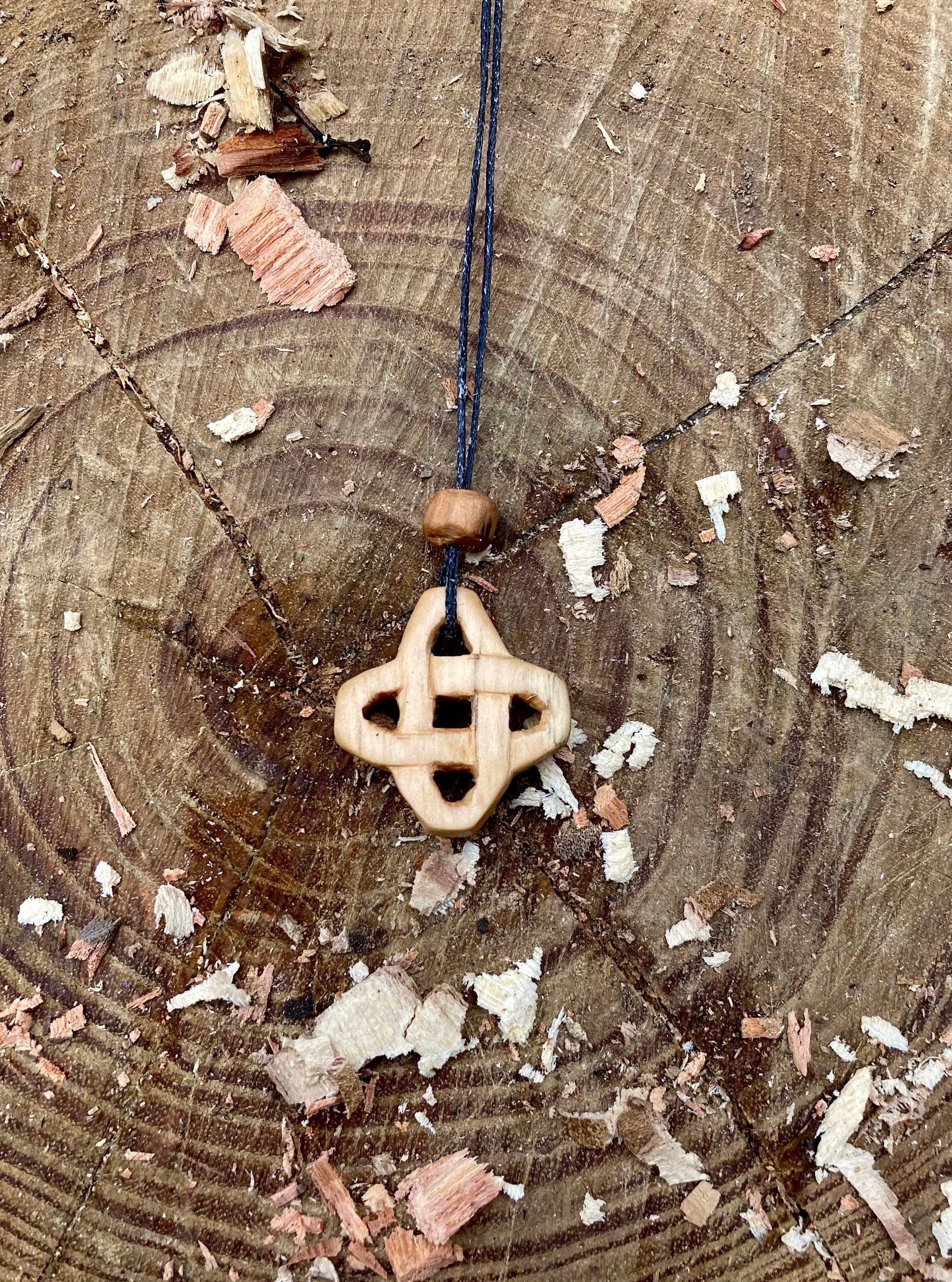 Hand carved maple wood Celtic knot necklace image 2