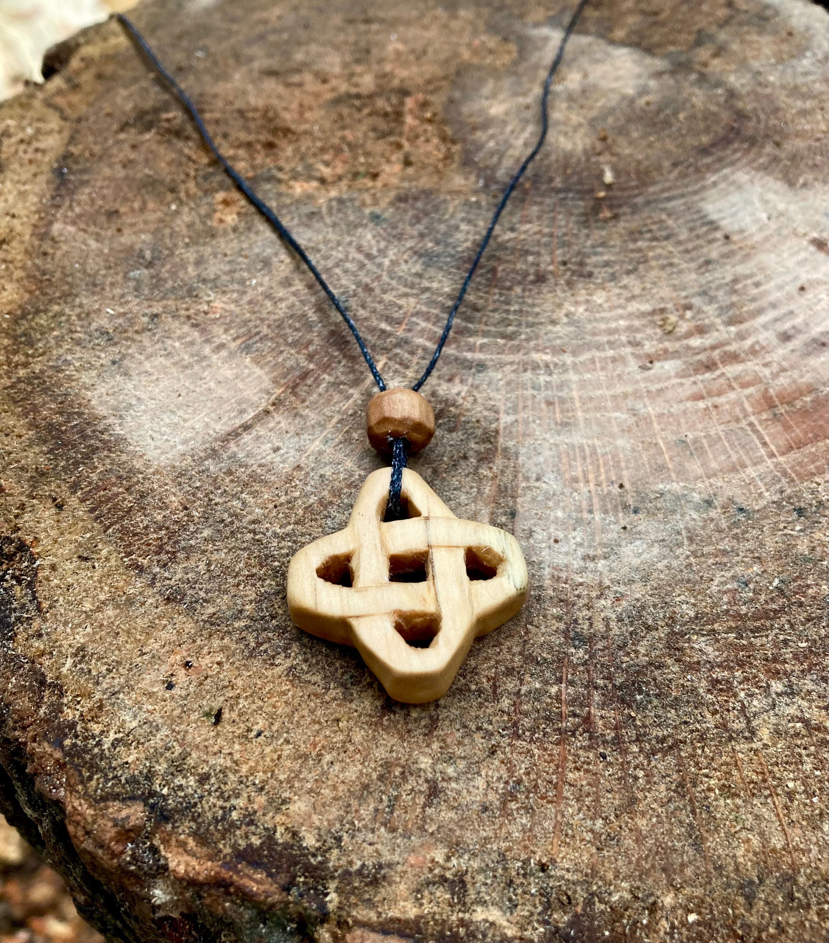 Hand carved maple wood Celtic knot necklace image 3