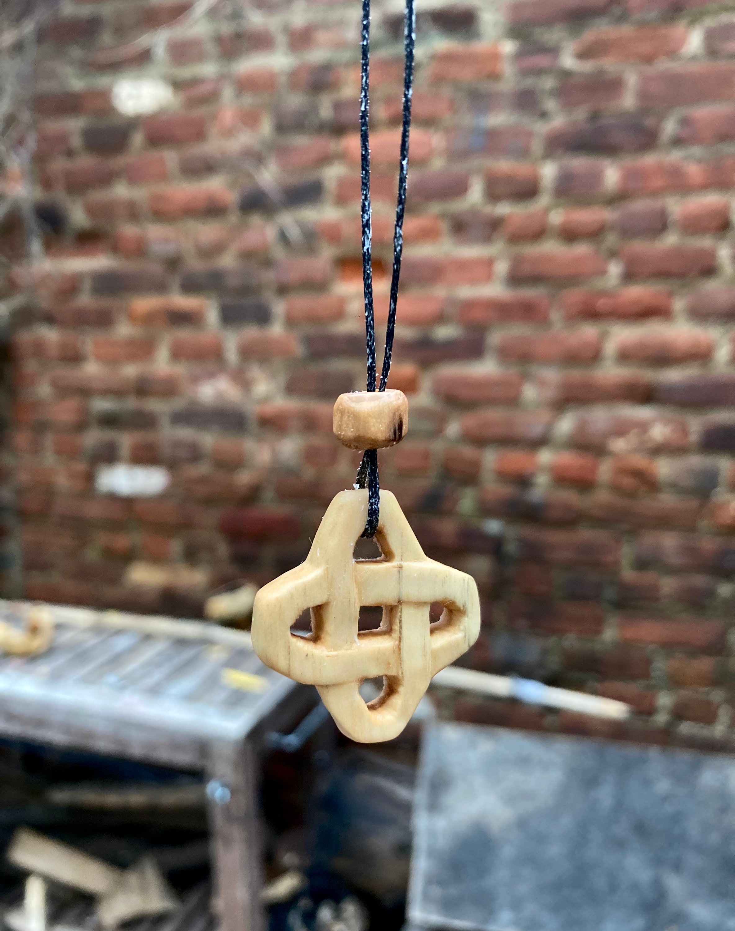 Hand carved maple wood Celtic knot necklace image 4