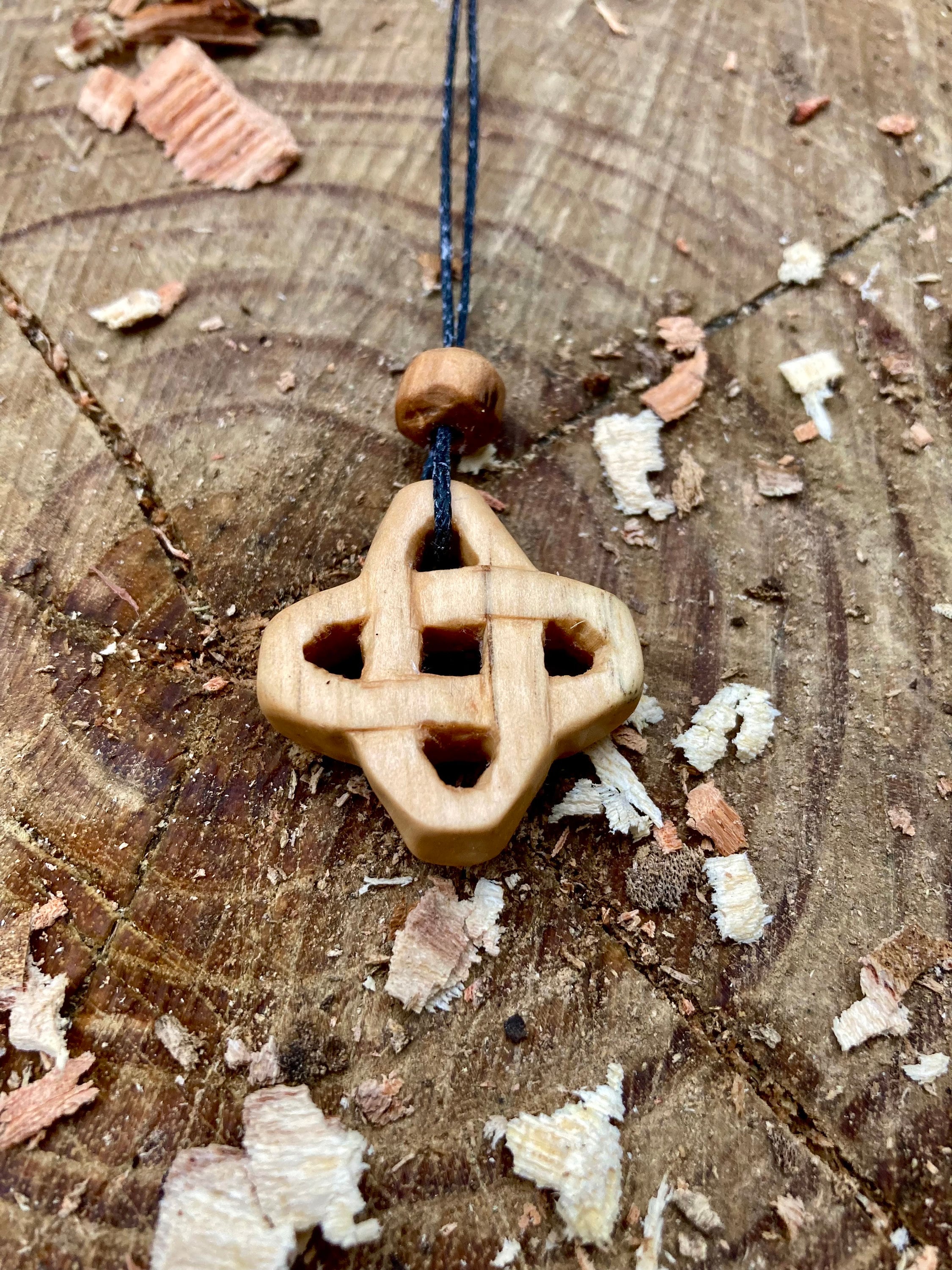Hand carved maple wood Celtic knot necklace image 5