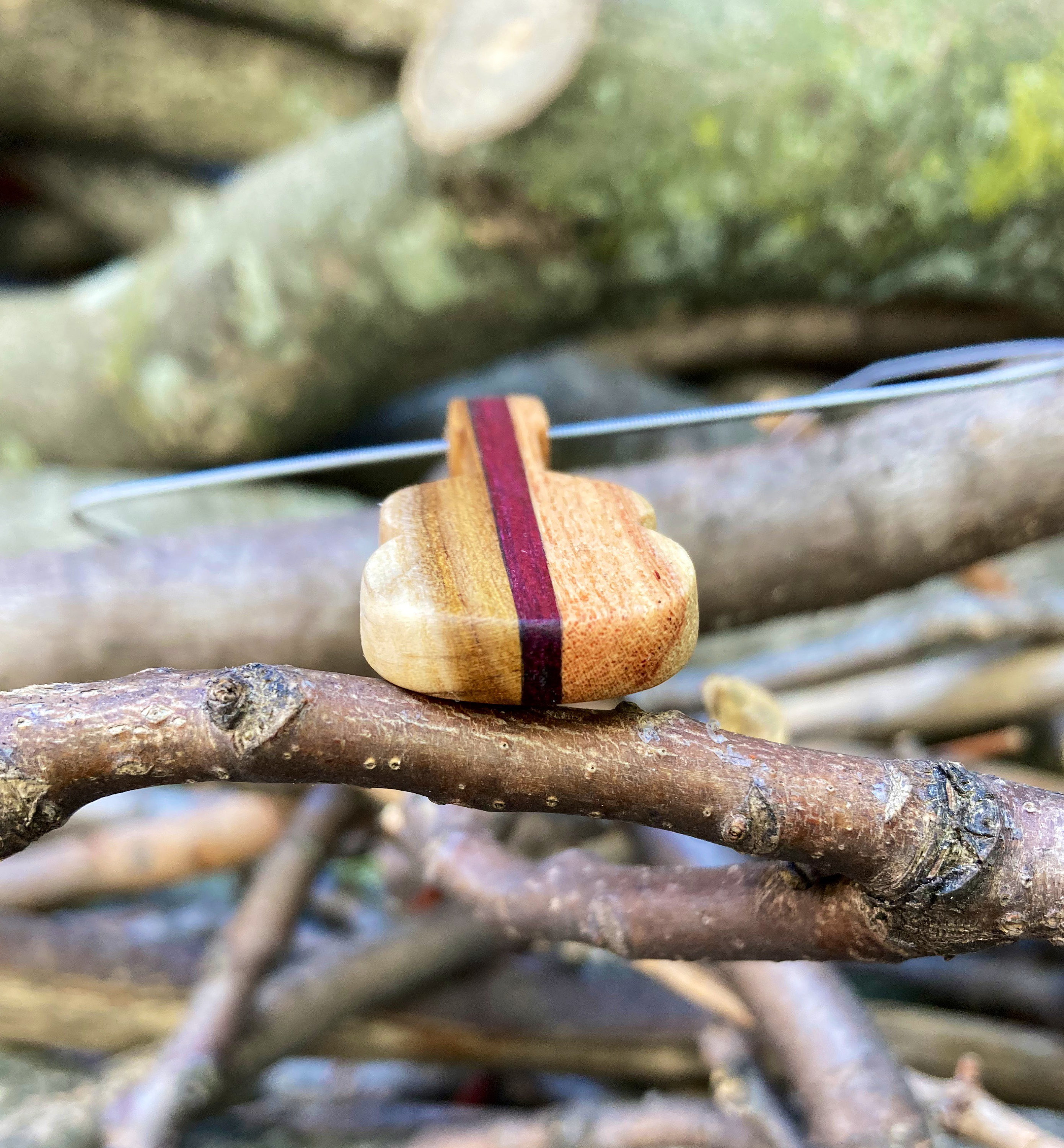 Hand carved mixed wood guitar necklace gifts for guitarist guitar pendant guitar jewelry for music lovers image 3