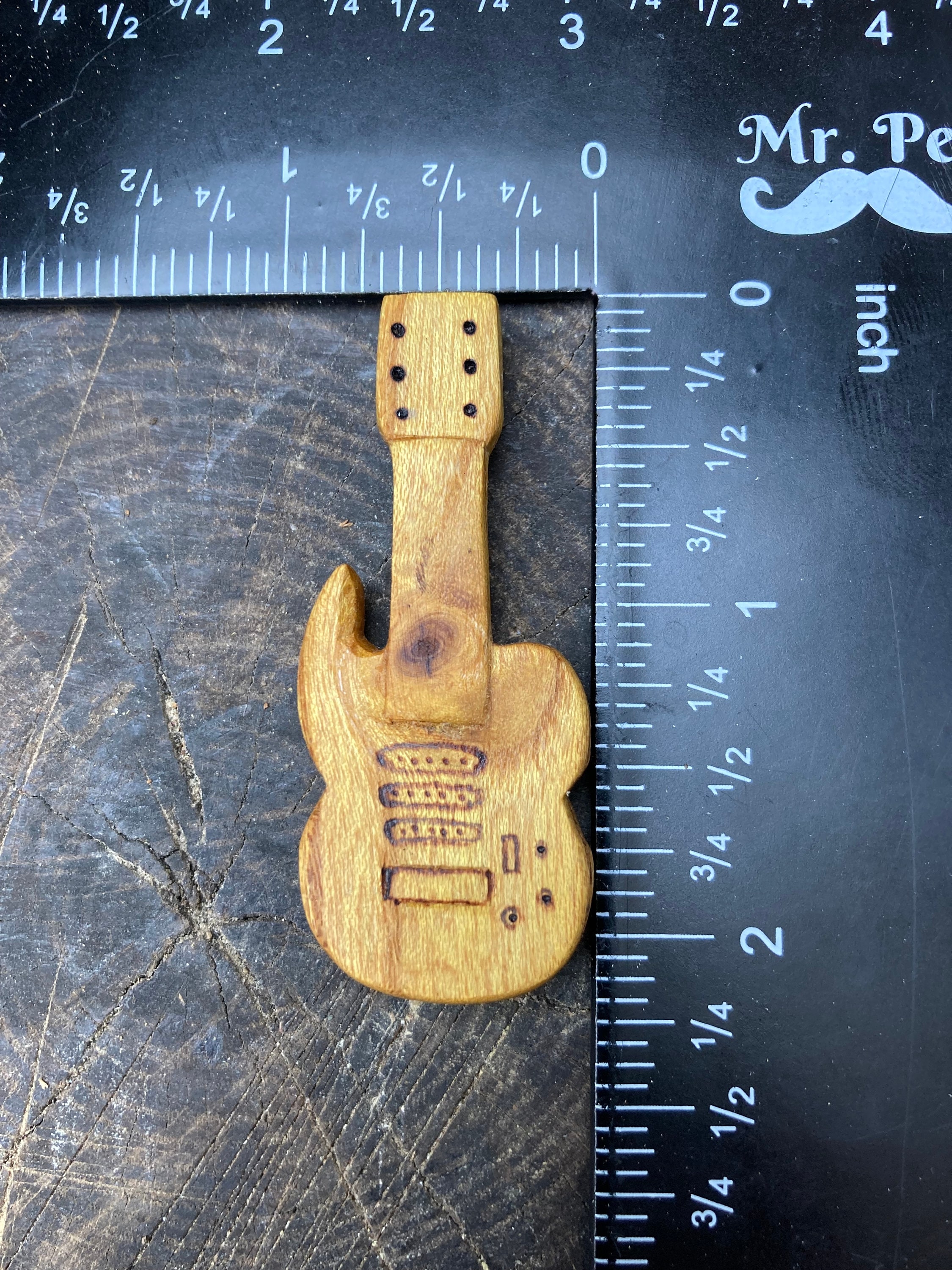 Hand carved mulberry wood electric guitar necklace guitar pendant gift for guitarist handmade jewelry image 4