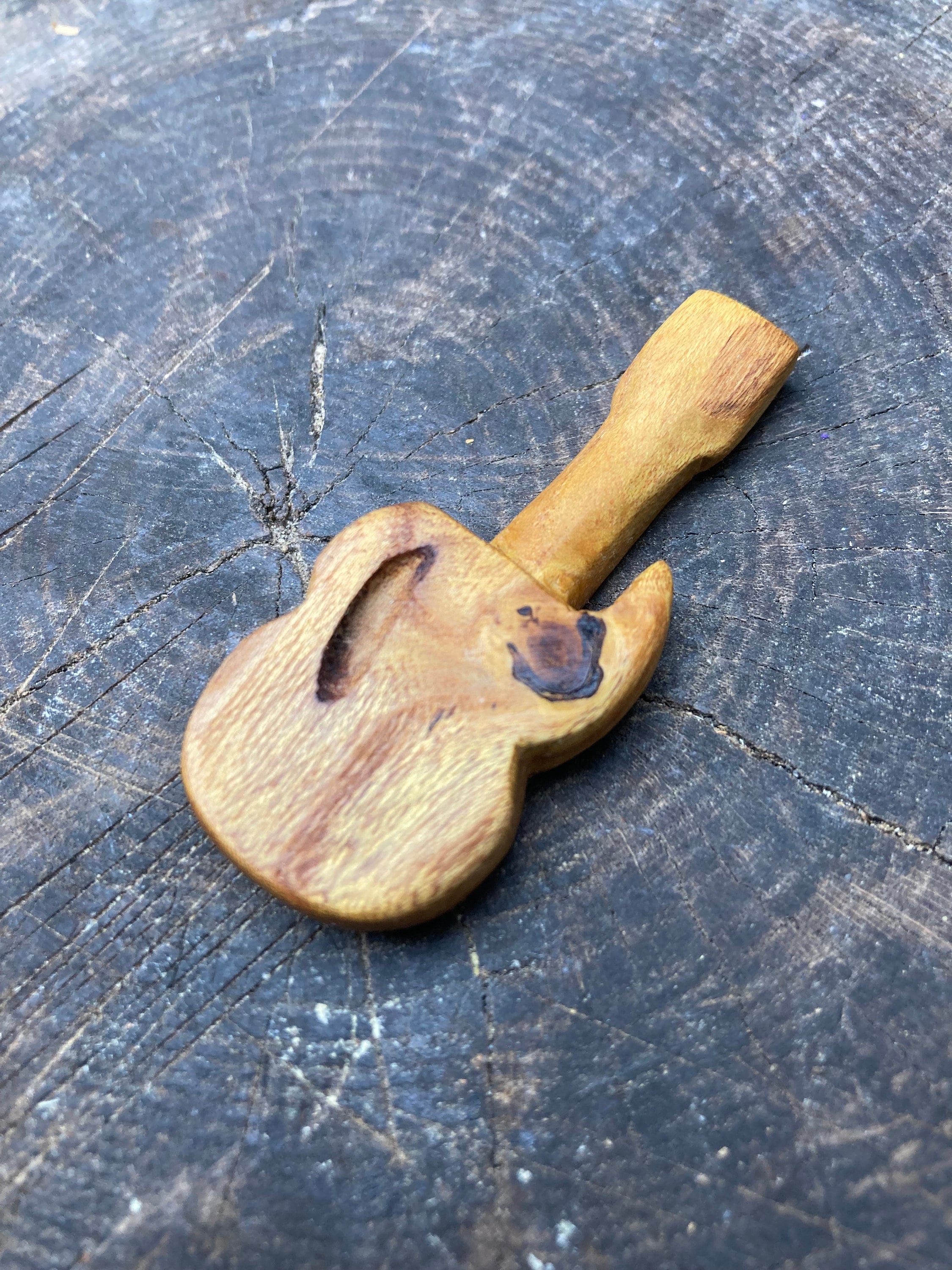 Hand carved mulberry wood electric guitar necklace guitar pendant gift for guitarist handmade jewelry image 6