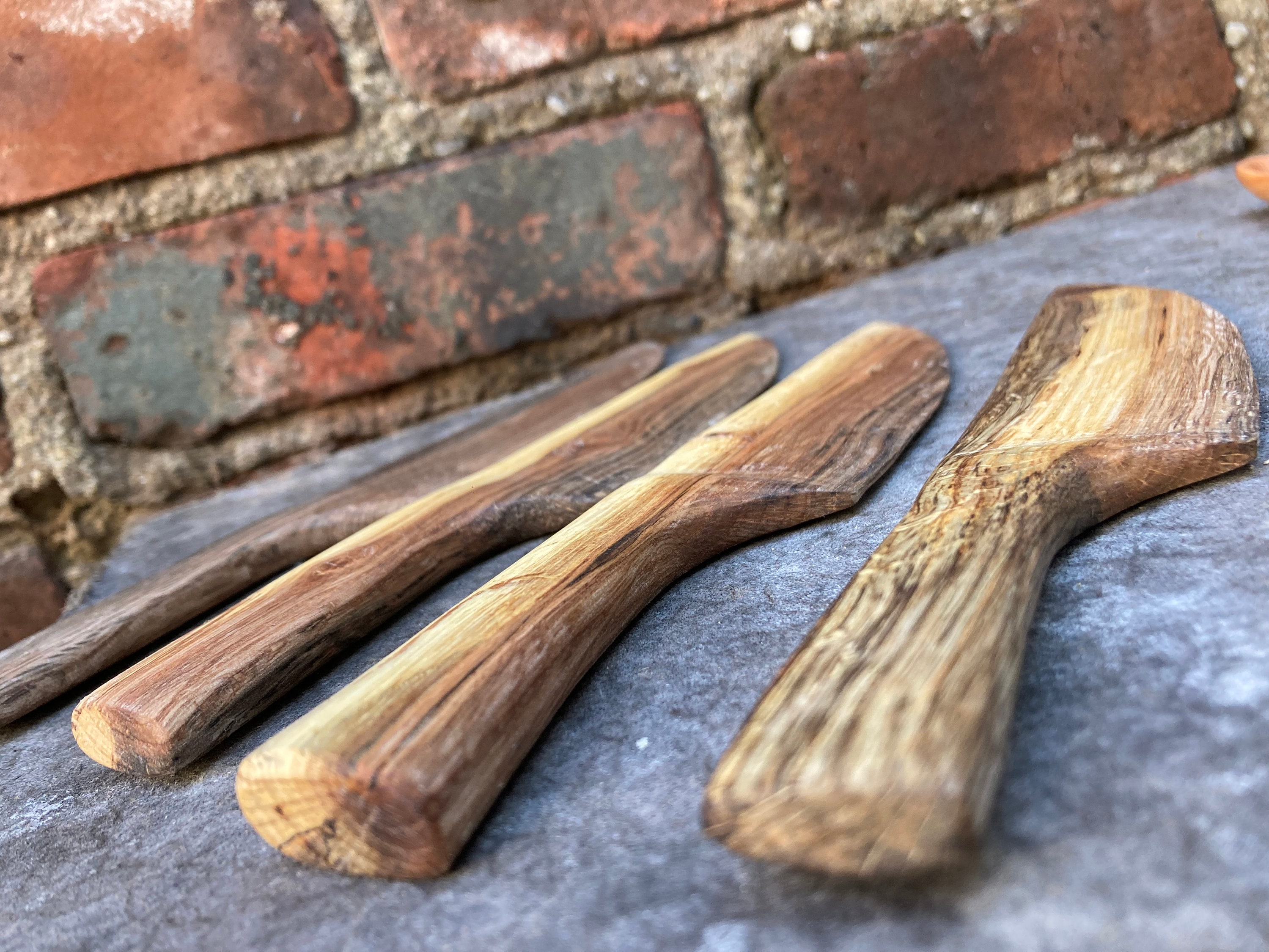 Hand carved three piece mixed wood dining/camping utensil set gift for the family Christmas gift for woodworkers survivalist gifts image 2