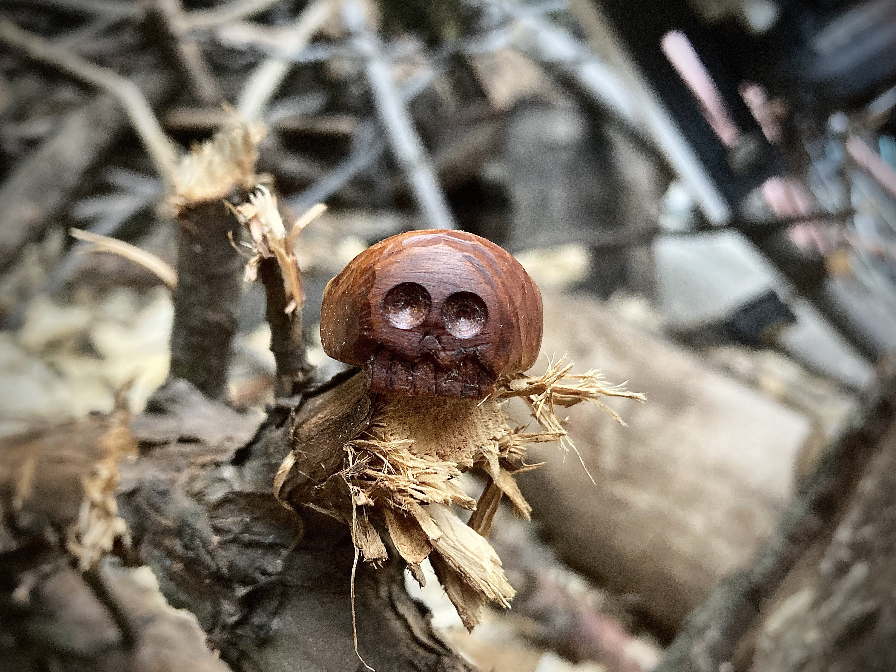 Hand carved wooden skull ring image 6